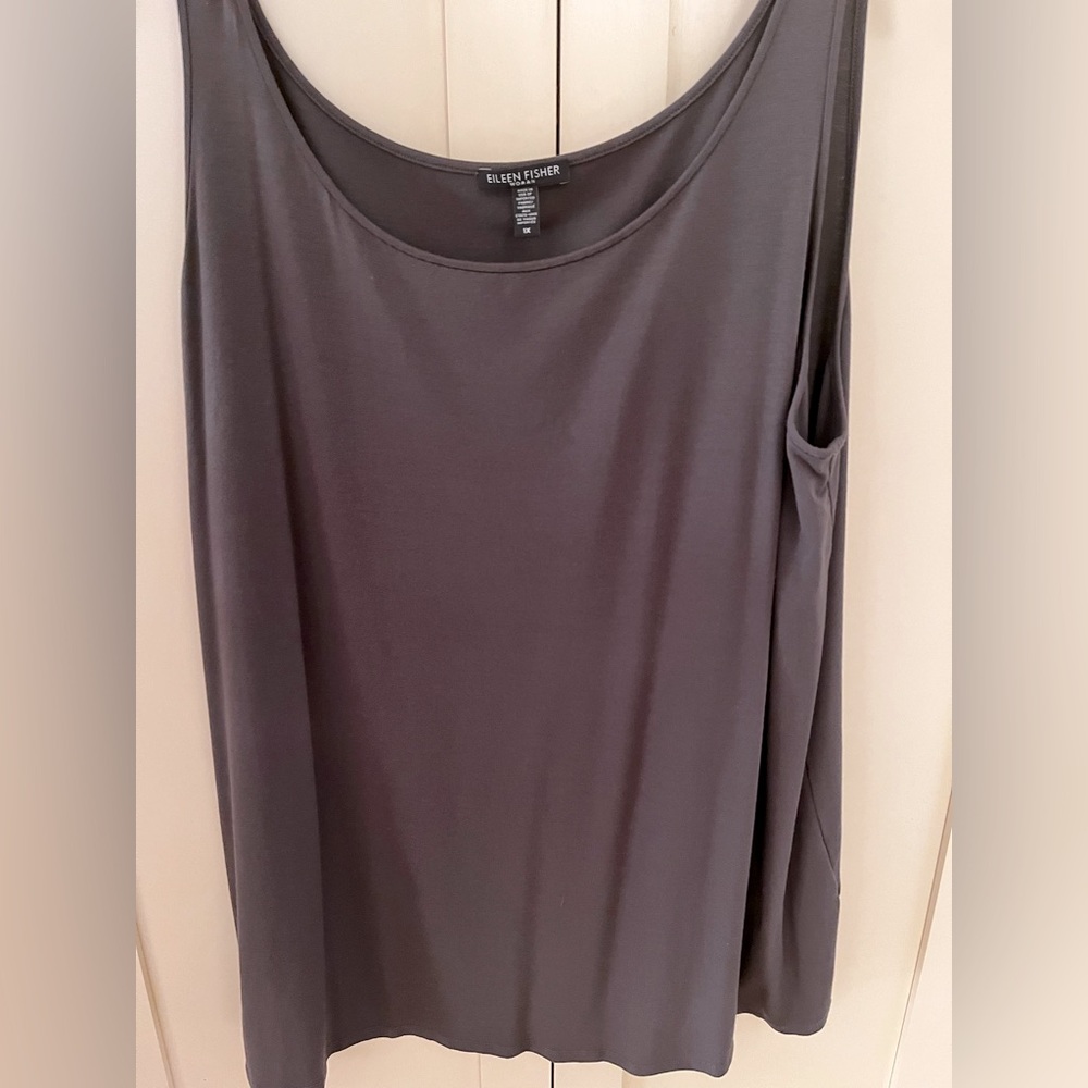 EF Viscose/Spandex sleeveless top 1X Granite Gray